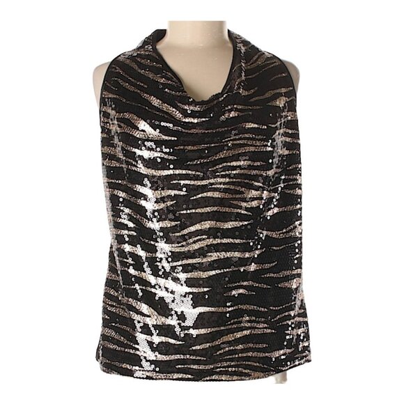 Debbie Shuchat Zebra Print Sequined Sleeveless Blouse Small - Picture 8 of 11